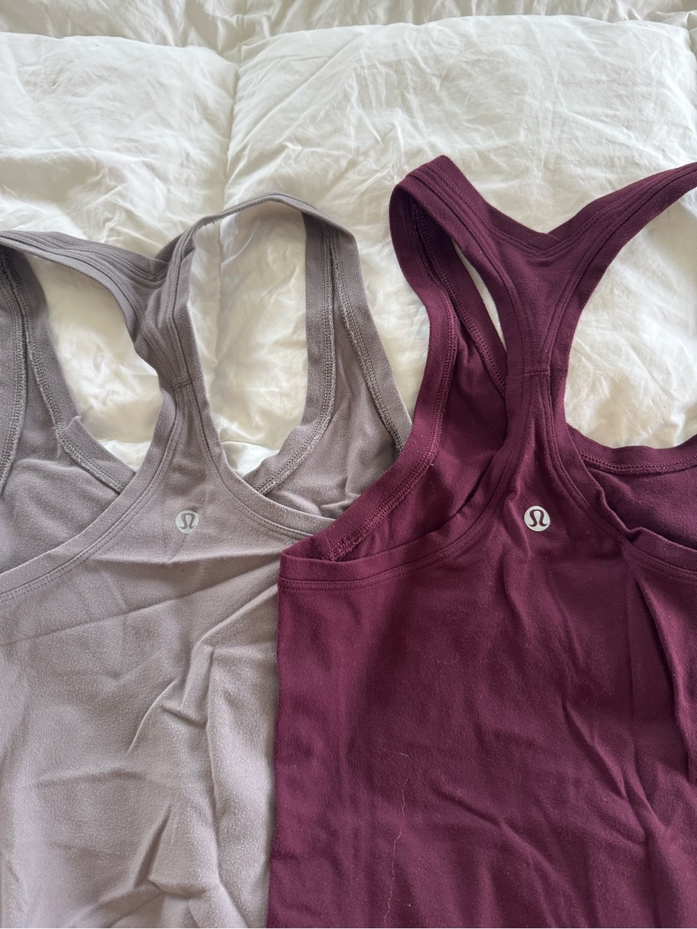 Lululemon racerback tanks in Taupe, Burgundy, Black, and Deep Plum - Picture 5 of 5